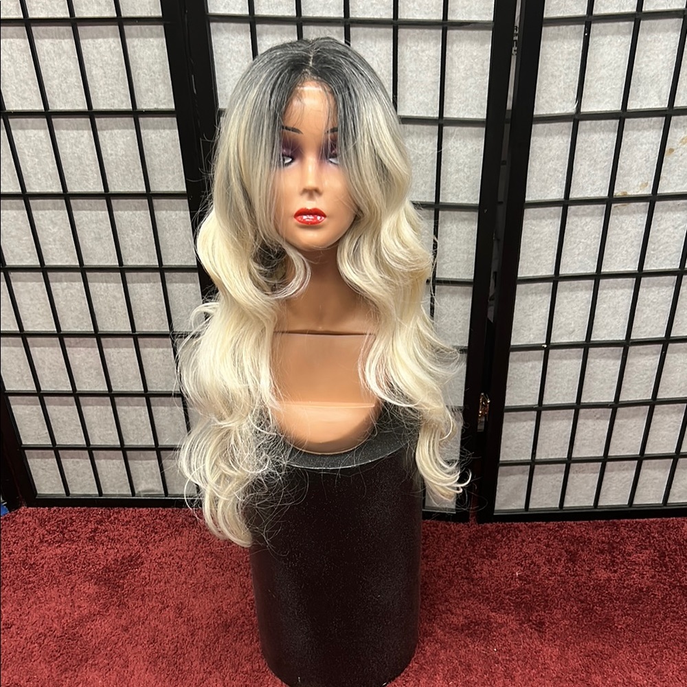 Voluminous Black and White Wavy Wig